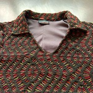 Woven mini sweater dress- Luc Fontaine size 6- macrame/ crochet 70s mod